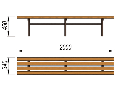 Двухметровая лавочка без спинки 2 м МАФ 1602 в Грозном