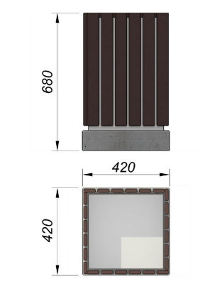Урна деревянная квадратная с бетонным основанием МАФ 1633 в Грозном