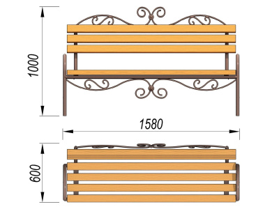 Лавочка кованная МАФ 1606 в Грозном