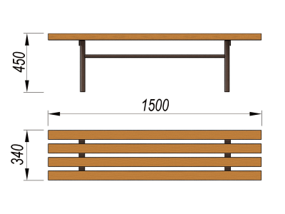 Лавочка без спинки МАФ 1601 в Грозном