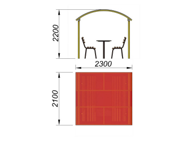 Стол и лавки под навесом МАФ 4005 в Грозном