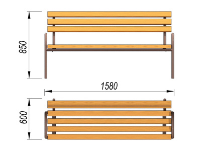 Парковая лавочка со спинкой МАФ 1605 в Грозном