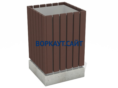 Урна деревянная квадратная с бетонным основанием МАФ 1633 в Грозном